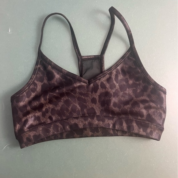 GOOD AMERICAN Gilded Leopard sports bra mesh back panel size small/1 - Picture 2 of 8